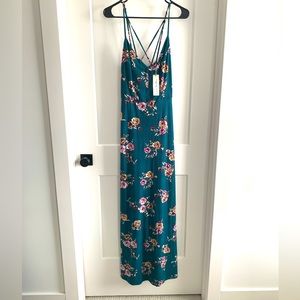 NWT nine britton STUNNING teal floral racerback maxi dress!